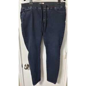 LEI Woman’s Jeans Size 1X Blue Elastic Draw String Denim Jeggings Stretch